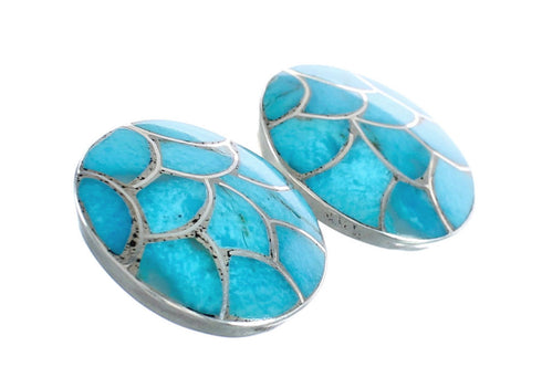 Native American Zuni Turquoise Sterling Silver Post Stud Earrings JX124249