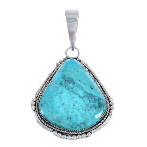 Native American Zuni Genuine Sterling Silver Turquoise Pendant AX124525