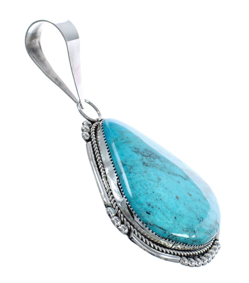 Native American Zuni Genuine Sterling Silver Turquoise Pendant AX124525