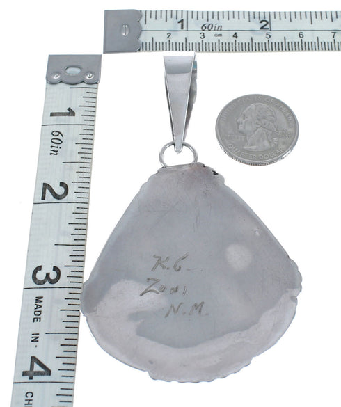 Native American Zuni Genuine Sterling Silver Turquoise Pendant AX124525