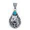 Native American Navajo Turquoise Bear Sterling Silver Pendant AX124538