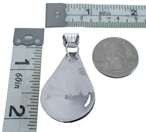 Native American Navajo Turquoise Bear Sterling Silver Pendant AX124538