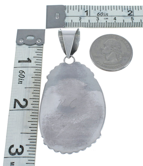 Native American Zuni Genuine Sterling Silver Turquoise Pendant JX124501