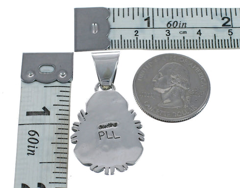 Native American Navajo Turquoise and Oyster Shell Sterling Silver Inlay Pendant JX124446