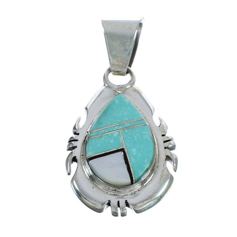 Native American Navajo Multicolor Sterling Silver Inlay Pendant JX124450