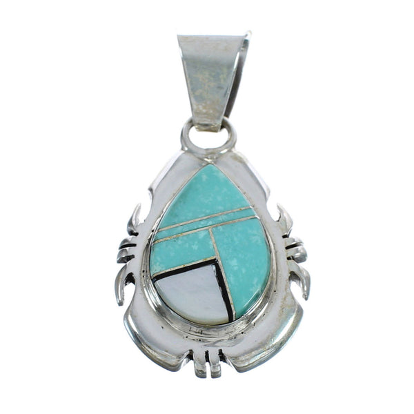 Native American Navajo Multicolor Sterling Silver Inlay Pendant JX124450