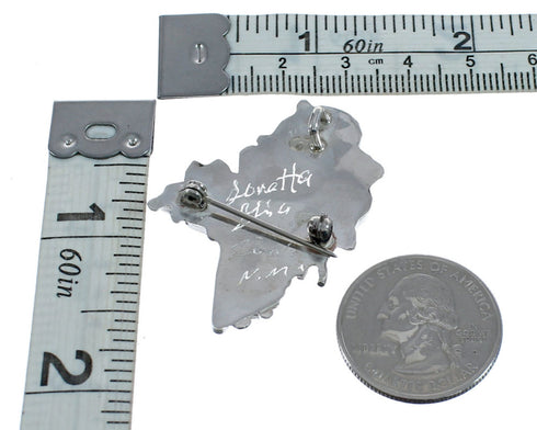 Native American Zuni Authentic Sterling Silver Multicolor Bird Pin Pendant JX124403