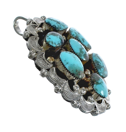 Native American Navajo Turquoise Old Pawn Style Sterling Silver Pendant JX124454