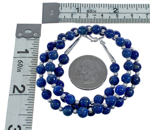 Native American Navajo Lapis Bead Sterling Silver Necklace JX124561
