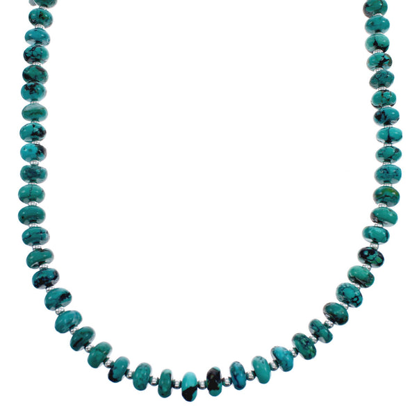 Southwestern Turquoise Authentic Sterling Silver Bead Necklace JX124636