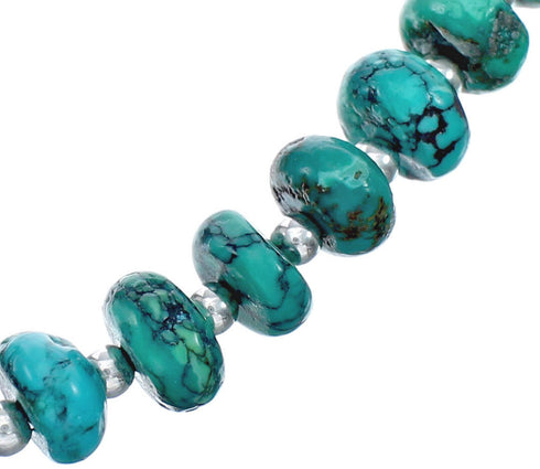 Southwestern Turquoise Authentic Sterling Silver Bead Necklace JX124636
