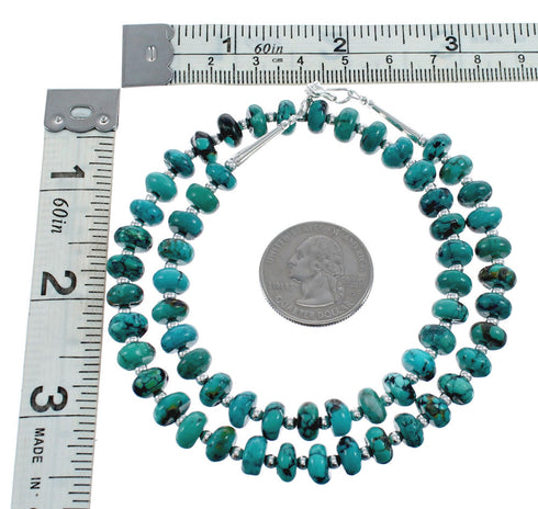 Southwestern Turquoise Authentic Sterling Silver Bead Necklace JX124636