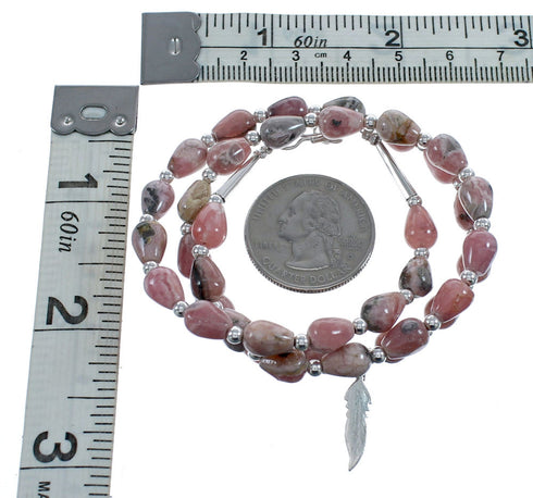 Southwestern Rhodochrosite Authentic Sterling Silver Bead Necklace JX124637