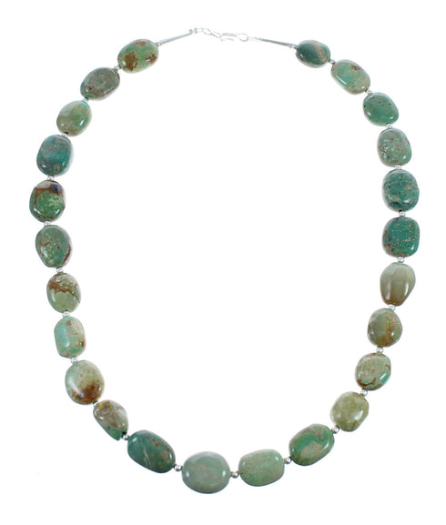 Kingman Turquoise Native American Bead And Silver Necklace AX124693