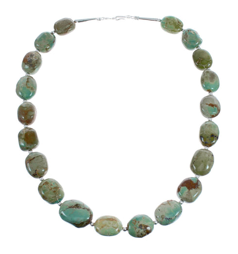Kingman Turquoise Native American Bead And Silver Necklace AX124691