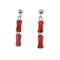 Native American Coral Sterling Silver Bead Post Dangle Earrings AX124704