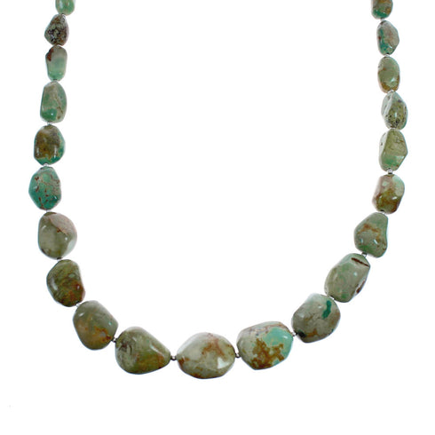 Southwestern Kingman Turquoise Bead Sterling Silver Necklace AX124709