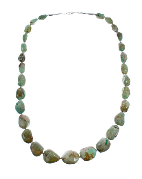 Southwestern Kingman Turquoise Bead Sterling Silver Necklace AX124709