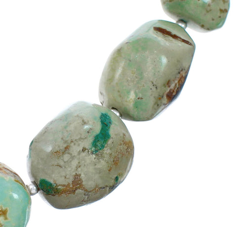 Southwestern Kingman Turquoise Bead Sterling Silver Necklace AX124709