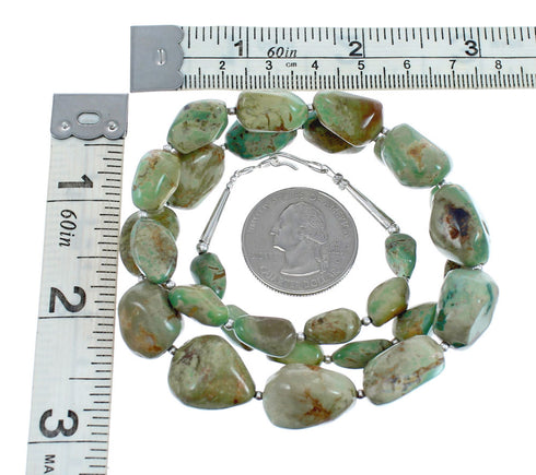 Southwestern Kingman Turquoise Bead Sterling Silver Necklace AX124709