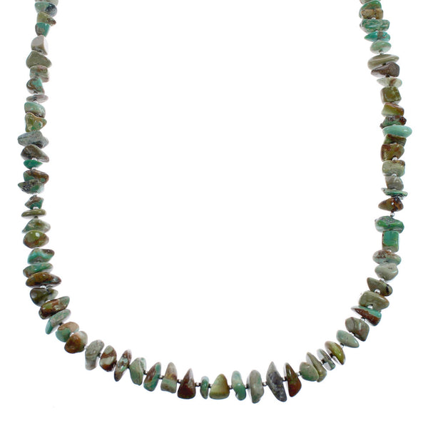 Southwestern Kingman Turquoise Bead Sterling Silver Necklace AX124706