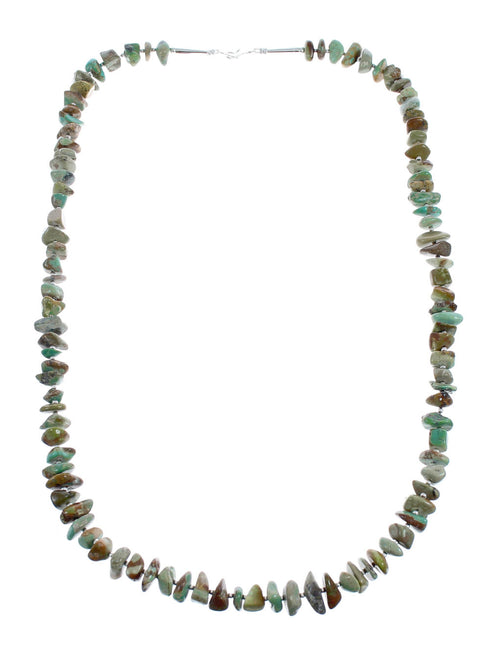 Southwestern Kingman Turquoise Bead Sterling Silver Necklace AX124706