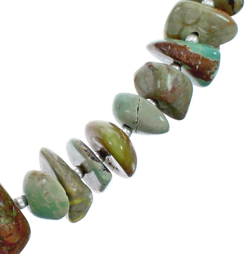 Southwestern Kingman Turquoise Bead Sterling Silver Necklace AX124706