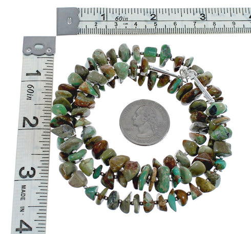 Southwestern Kingman Turquoise Bead Sterling Silver Necklace AX124706