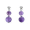 Sterling Silver Southwest Amethyst Bead Post Dangle Earrings AX124725