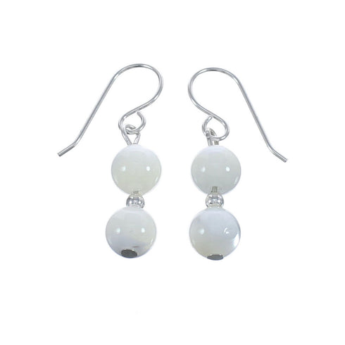 Sterling Silver Mother of Pearl Bead Hook Dangle Earrings AX124719