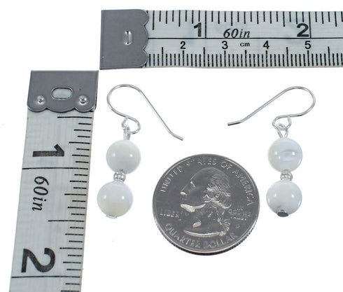 Sterling Silver Mother of Pearl Bead Hook Dangle Earrings AX124719