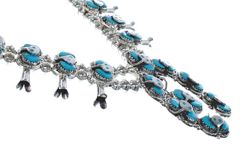 Zuni Turquoise Snake Squash Blossom Necklace And Earrings Set AX124757