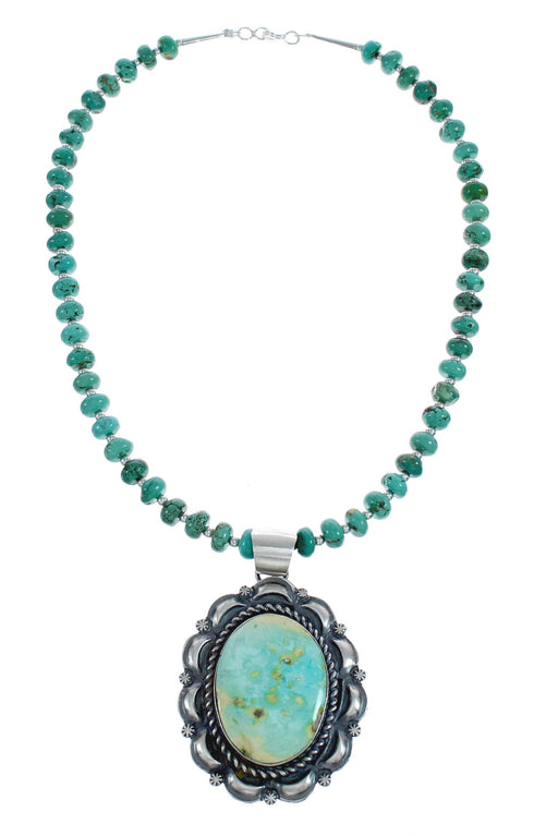 Native American Turquoise Sterling Silver Navajo Bead Necklace Set AX124769