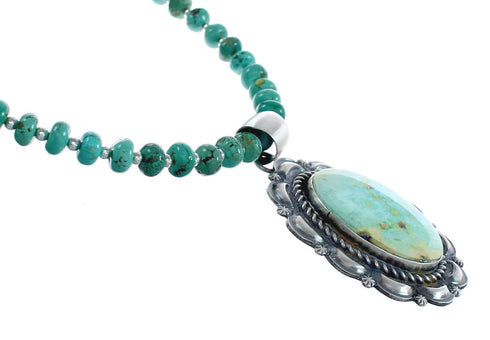 Native American Turquoise Sterling Silver Navajo Bead Necklace Set AX124769