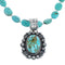 Native American Turquoise Sterling Silver Bead Necklace And Pendant Set AX124770
