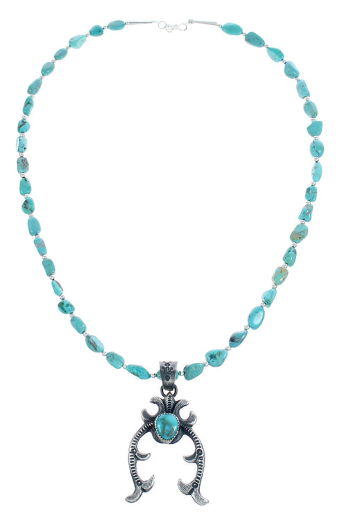 Native American Turquoise Sterling Silver Naja Pendant Necklace Set AX124771