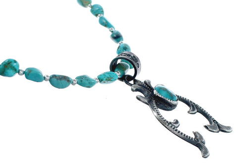 Native American Turquoise Sterling Silver Naja Pendant Necklace Set AX124771