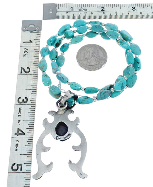 Native American Turquoise Sterling Silver Naja Pendant Necklace Set AX124771