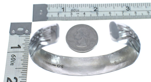 Native American Navajo Coral Sterling Silver Cuff Bracelet AX124847