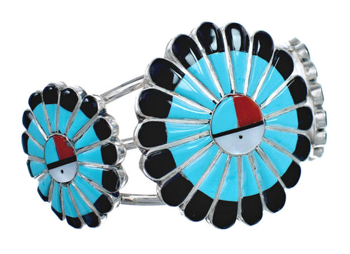Multicolor Zuni Sun Sterling Silver Cuff Bracelet AX124855