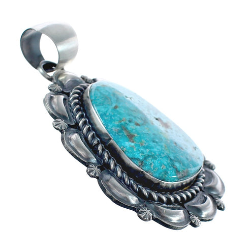 Native American Navajo Genuine Sterling Silver And Turquoise Pendant JX125075