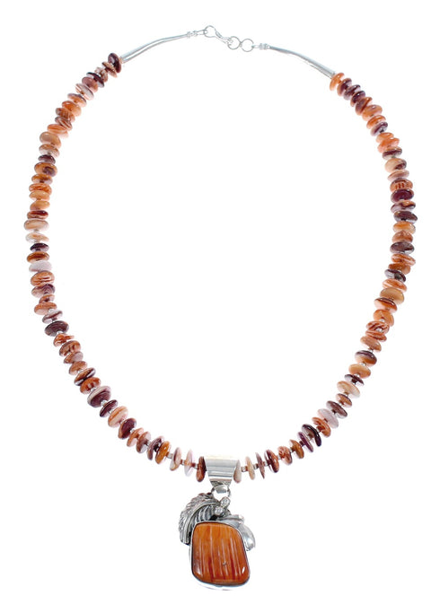 Oyster Shell Navajo Silver Bead Necklace Pendant Set JX125427