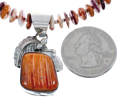 Oyster Shell Navajo Silver Bead Necklace Pendant Set JX125427