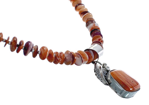 Oyster Shell Navajo Silver Bead Necklace Pendant Set JX125427