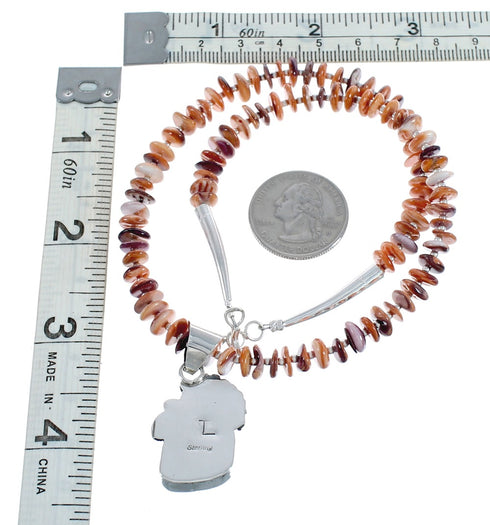 Oyster Shell Navajo Silver Bead Necklace Pendant Set JX125427