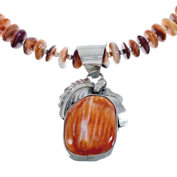 Oyster Shell Navajo Silver Bead Necklace Pendant Set JX125424