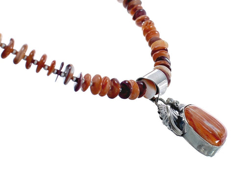 Oyster Shell Navajo Silver Bead Necklace Pendant Set JX125424