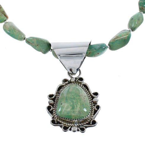 Native American Genuine Sterling Silver Turquoise Bead Necklace Set JX125467