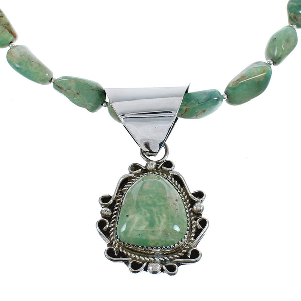 Native American Genuine Sterling Silver Turquoise Bead Necklace Set JX125467