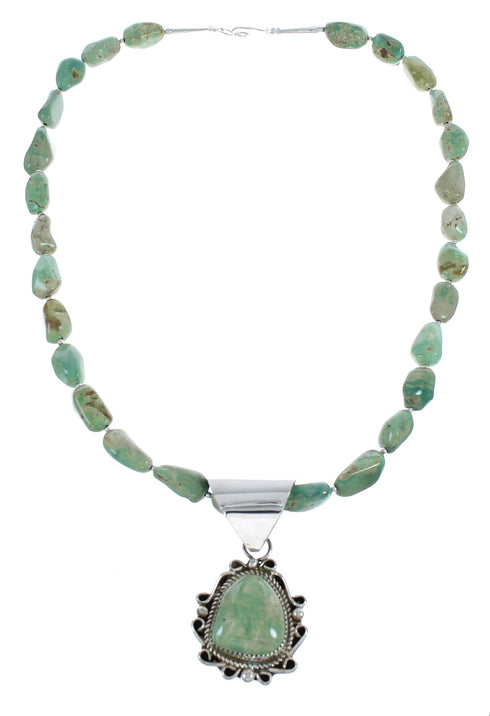 Native American Genuine Sterling Silver Turquoise Bead Necklace Set JX125467